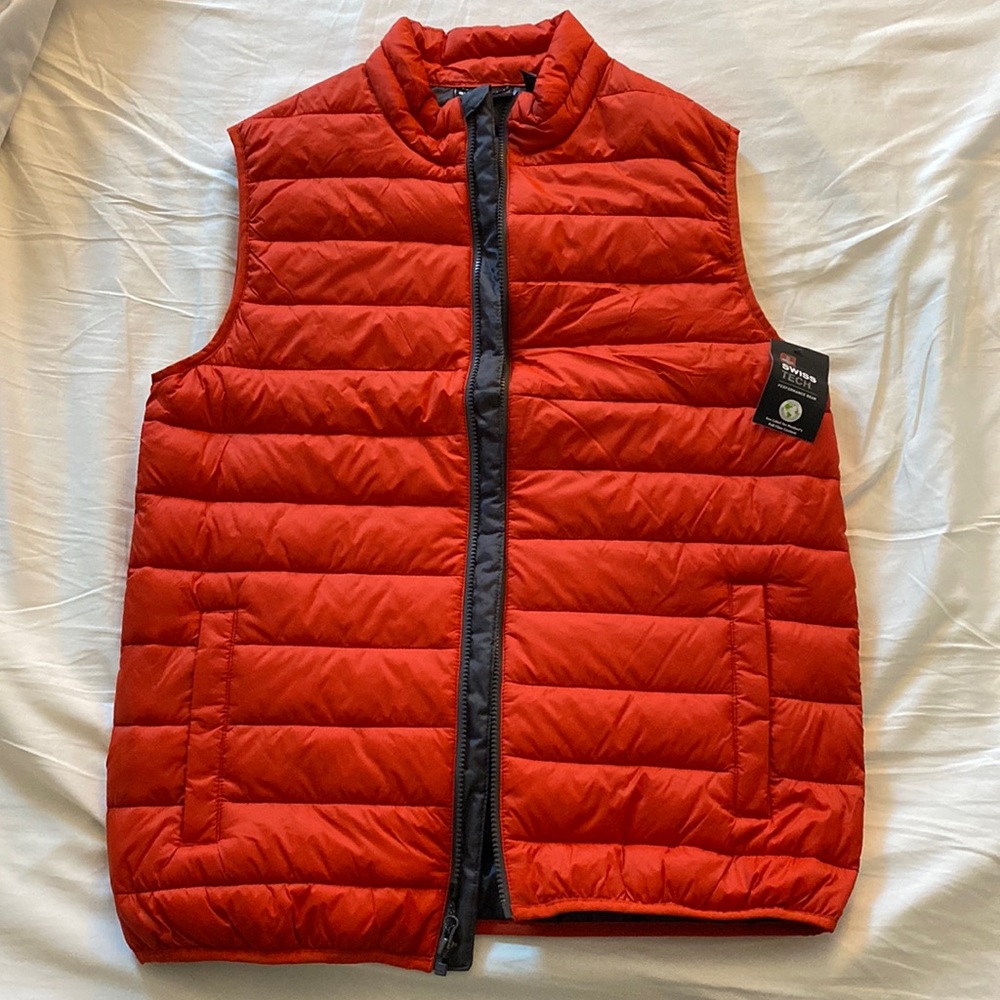 Swiss Tech Orange Fall Puffer Vest